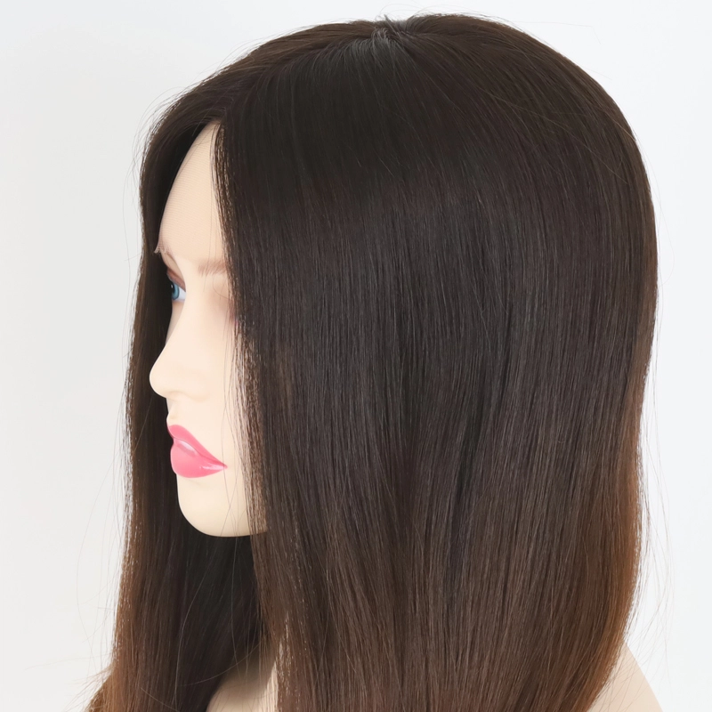 Dark brown color lace top jewish wig virgin human hair with full cuticles YR0033